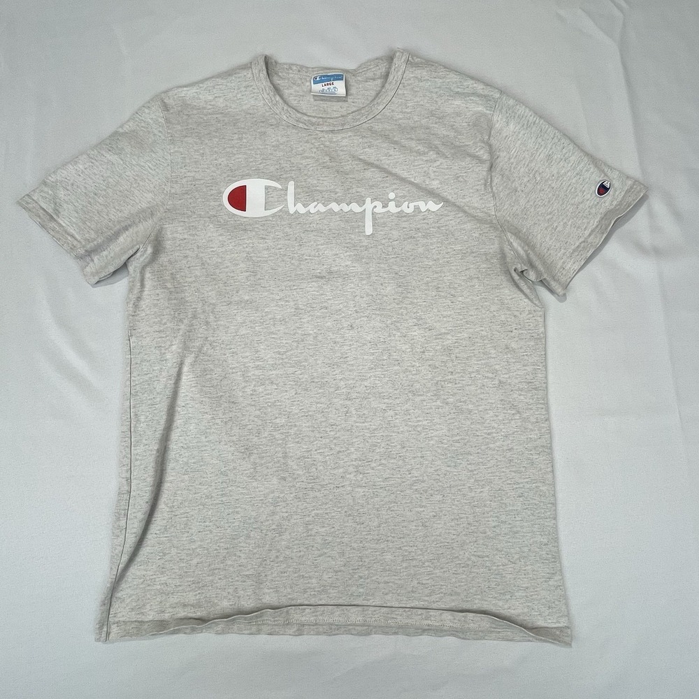 Champion Shirt‎ Large Gray Heather Classic Activewear Logo Tee